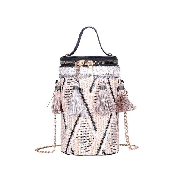 Staycation Tassle round bucket bag purse - Picture 3 of 8